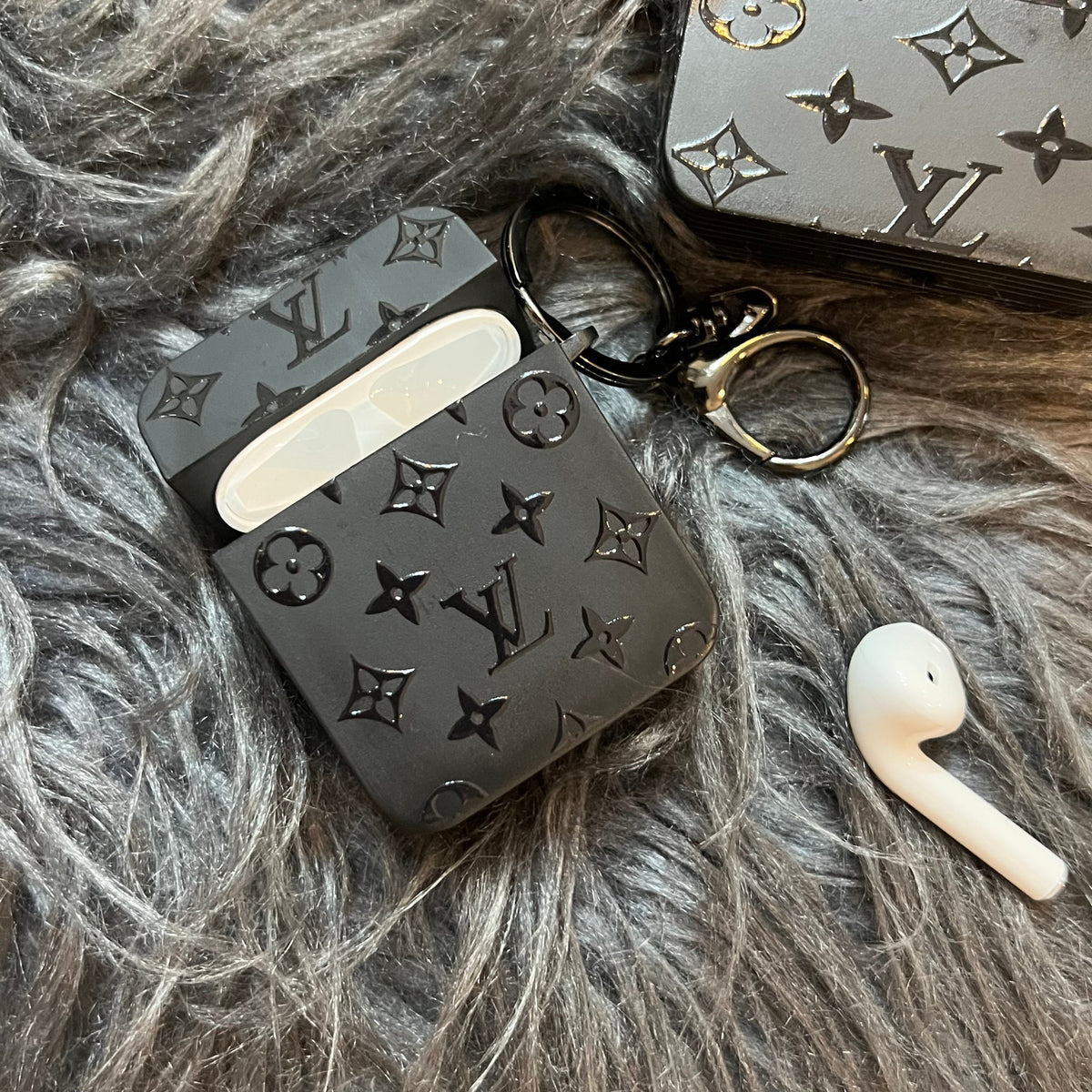 Étui tendance noir pour Airpods (Petit amour)
