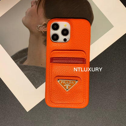 Cover per telefono con motivo litchi e tasca per iPhone