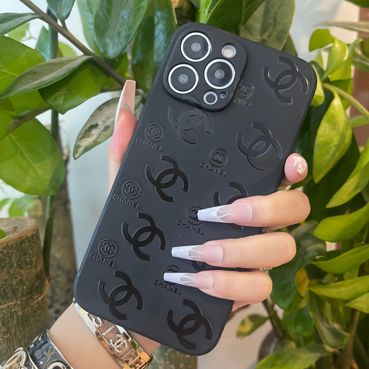 Funda de teléfono negra de moda ( C )