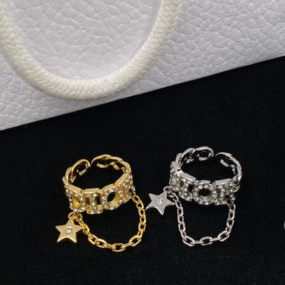 Anello aperto personalizzato con catena di stelle