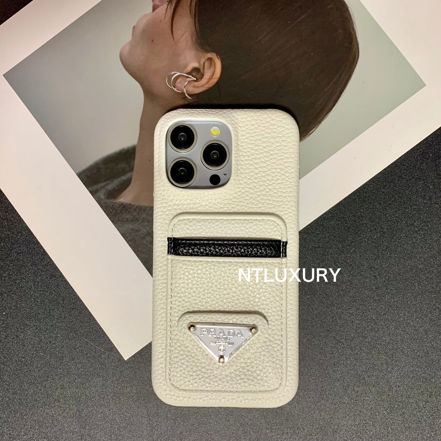 Litchi Pattern Phone Case with Pocket for iPhone