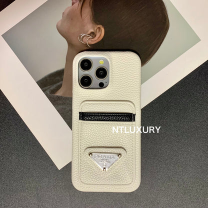 Cover per telefono con motivo litchi e tasca per iPhone