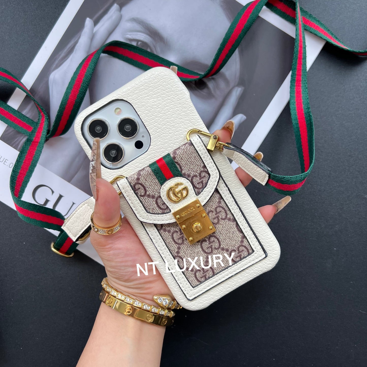 Charming Good Design iPhone Case with Card Pocket & Rope