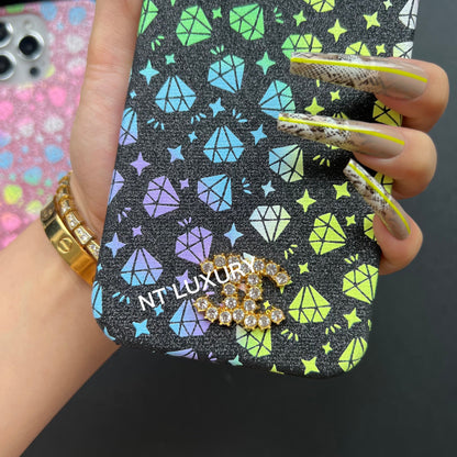Custodia CC per iPhone con design a diamante