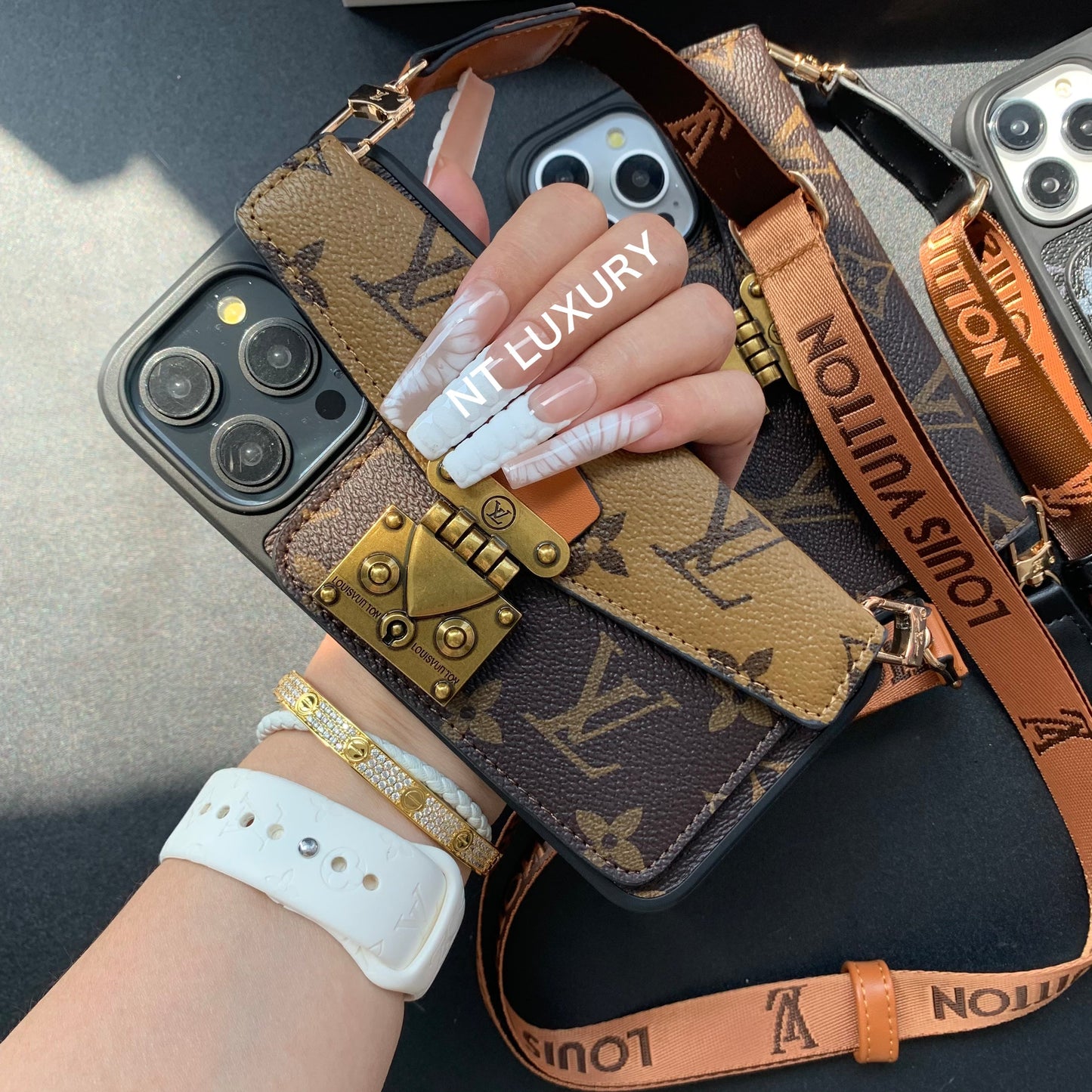 Unique Lock Design Phone Case with Card Pocket & Rope (3 Pieces)