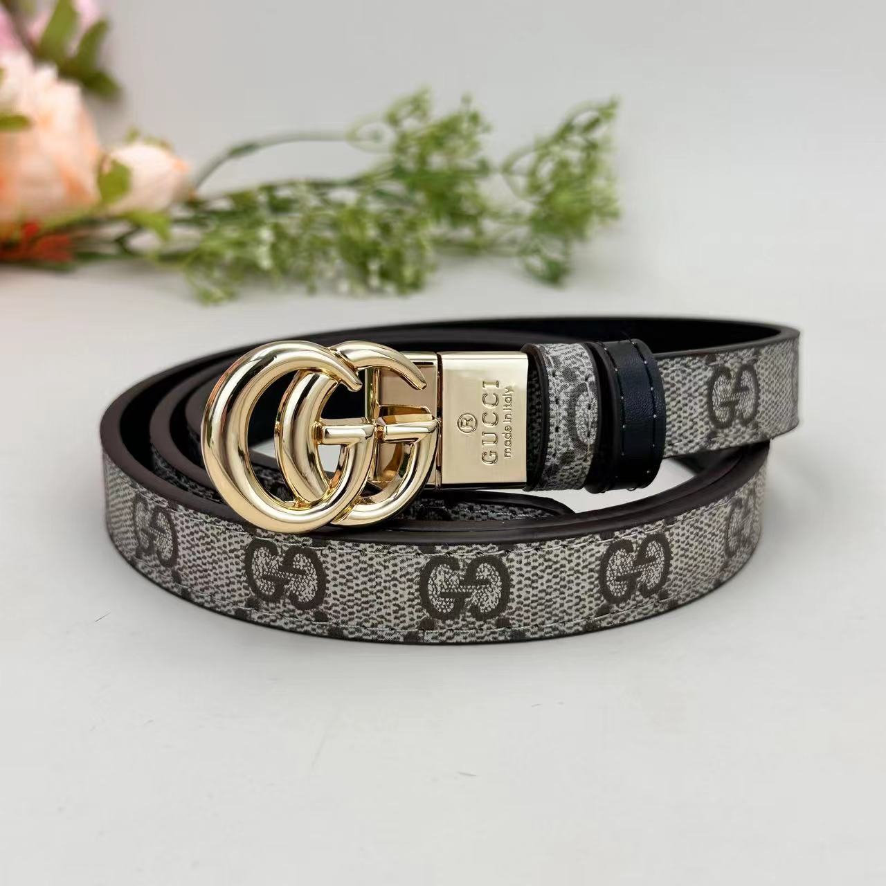 Floral Design Good Belt (Brown)
