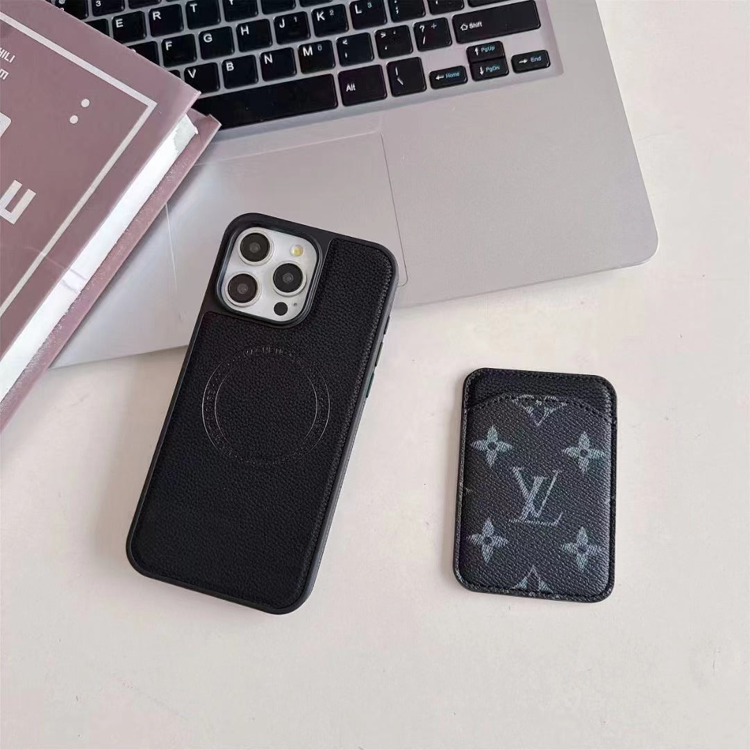 Magsafe Card Pocket Design Phone Case (Black Love)