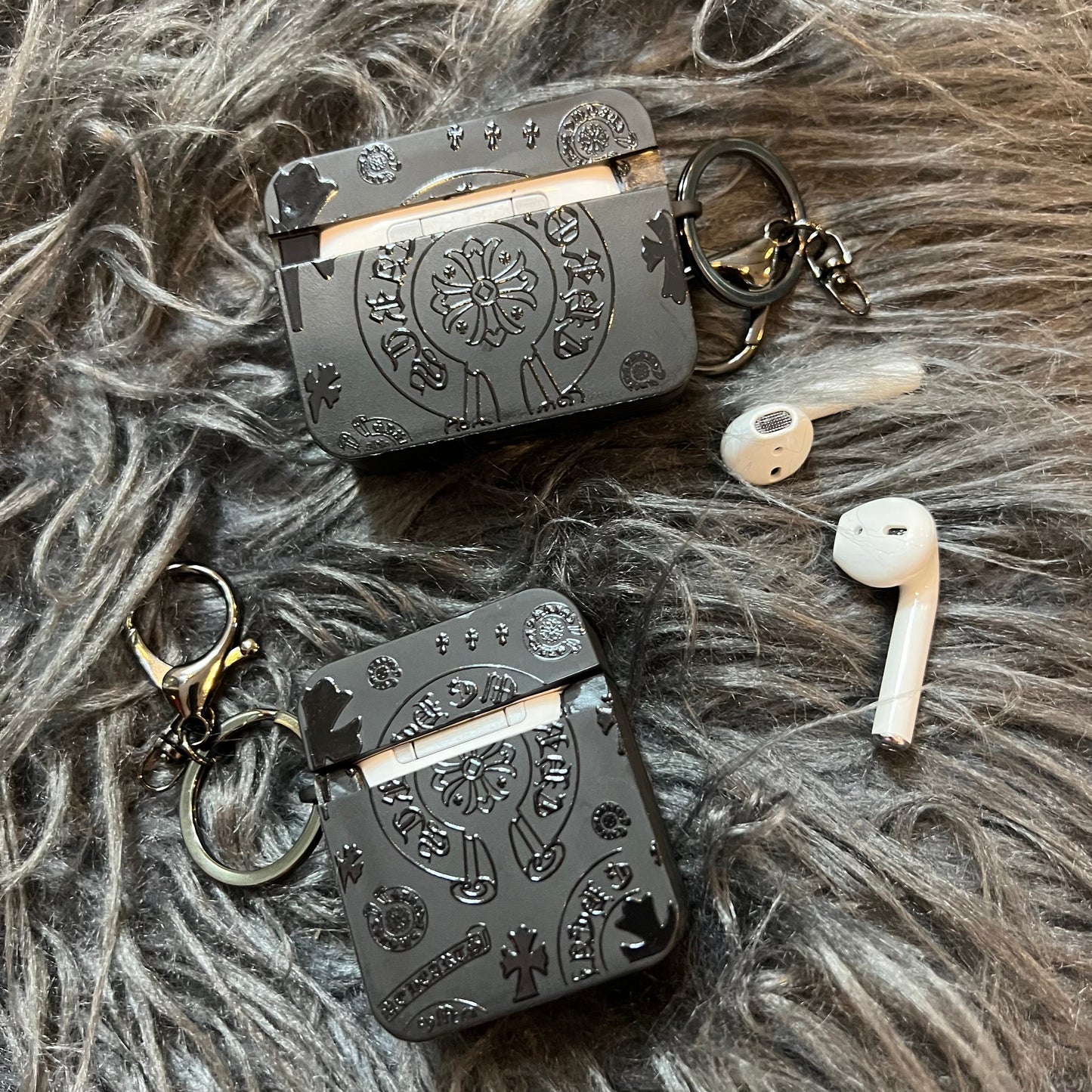 Black Trendy Airpods Case ( Heart Fun )
