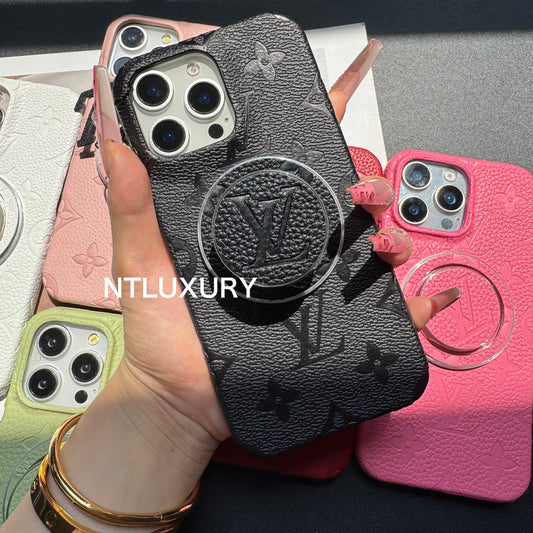 Litchi Leather Love iPhone Case with Magsafe Holder