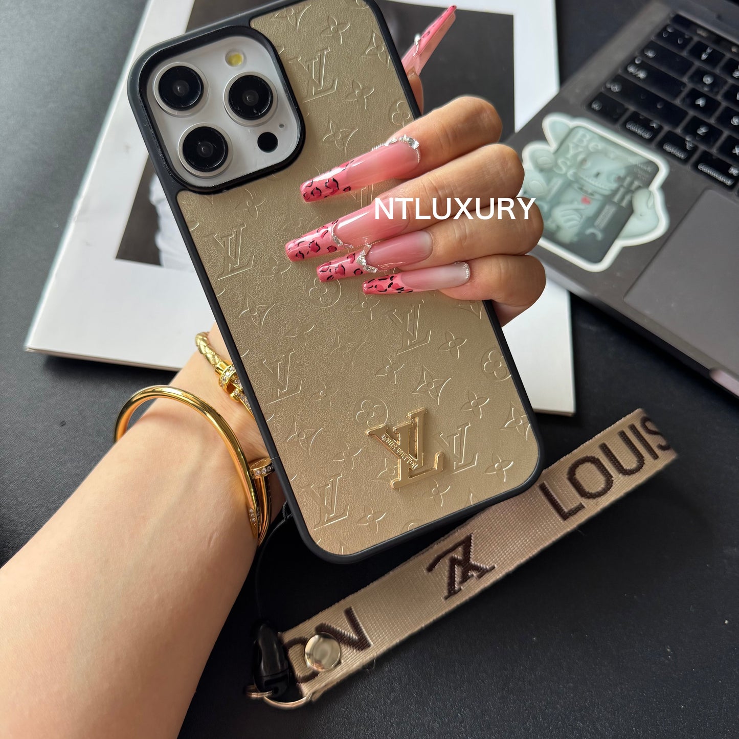 Pure Press Floral Design Phone Case with Stripe