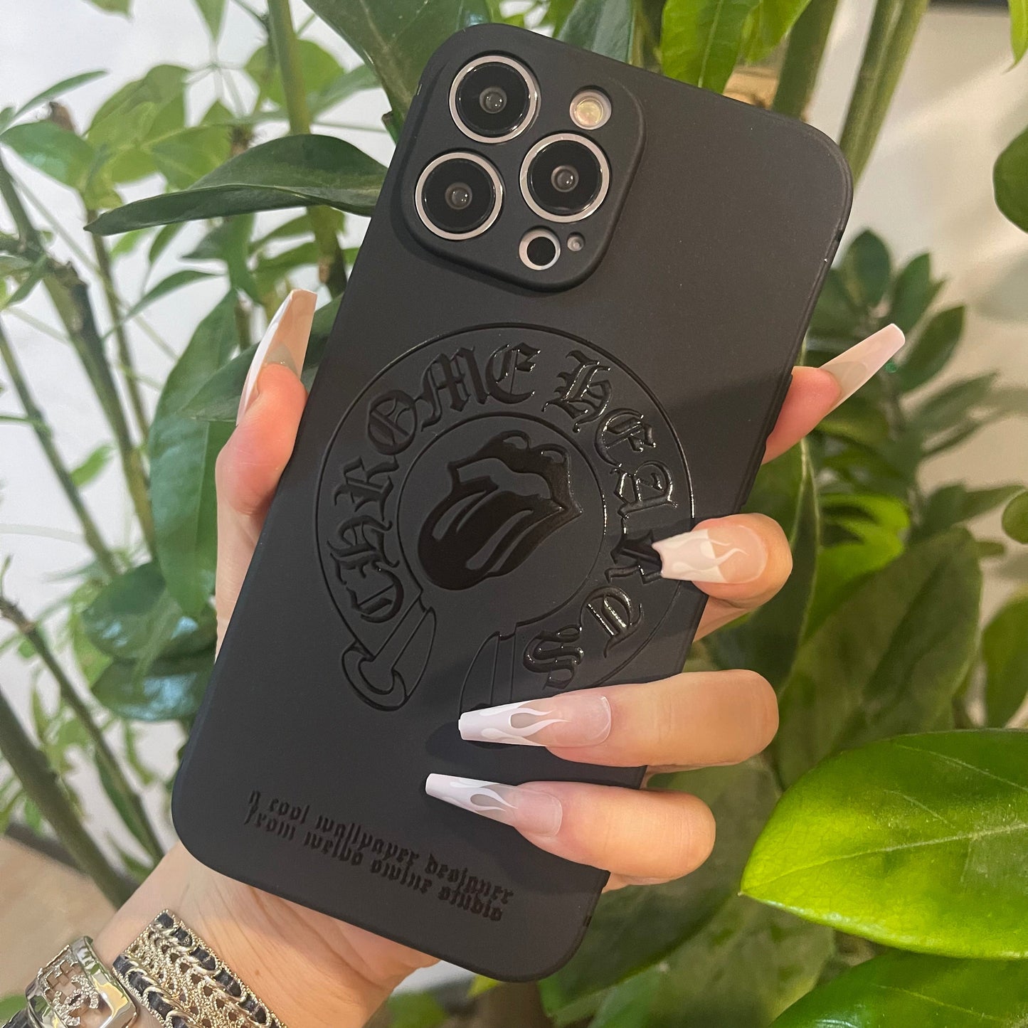 Black Trendy Phone Case (Heart & Lip)