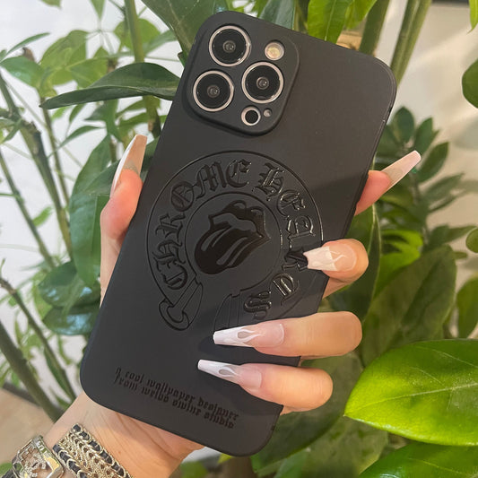 Black Trendy Phone Case (Heart & Lip)