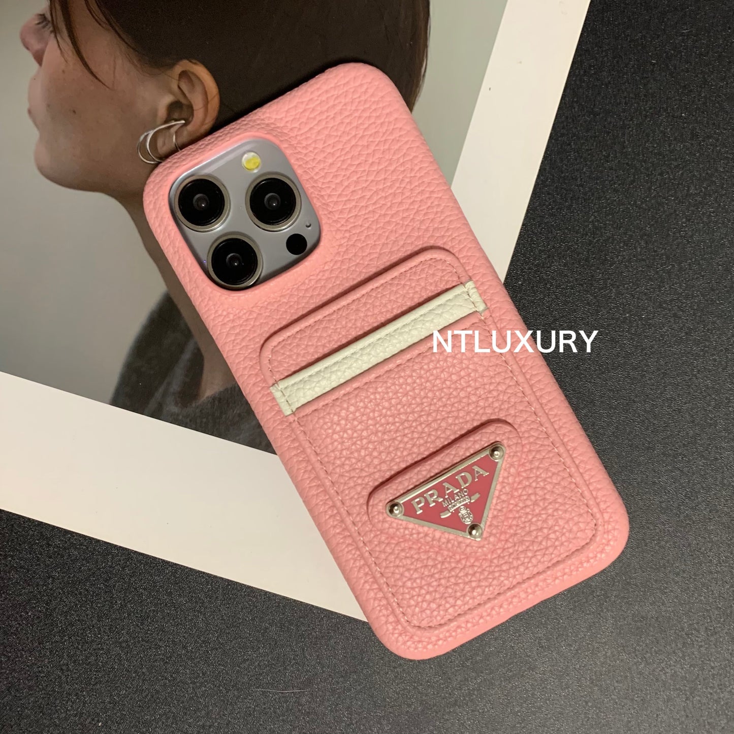 Litchi Pattern Phone Case with Pocket for iPhone