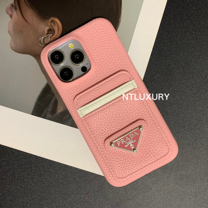 Cover per telefono con motivo litchi e tasca per iPhone