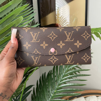Lange braune/pinke Geldbörse mit Blumen-Logo *mit Karton*