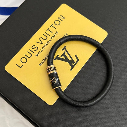 Bracelet universel tendance en acier et cuir de vache