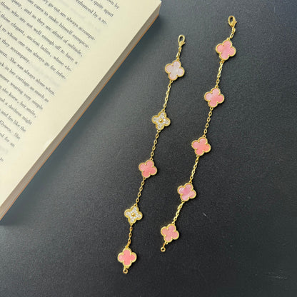 Shell Girl & Shining Leaves Bracelet (Pink)