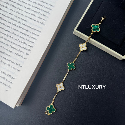 Bracelet Fille Coquillage et Feuilles Scintillantes (Vert)