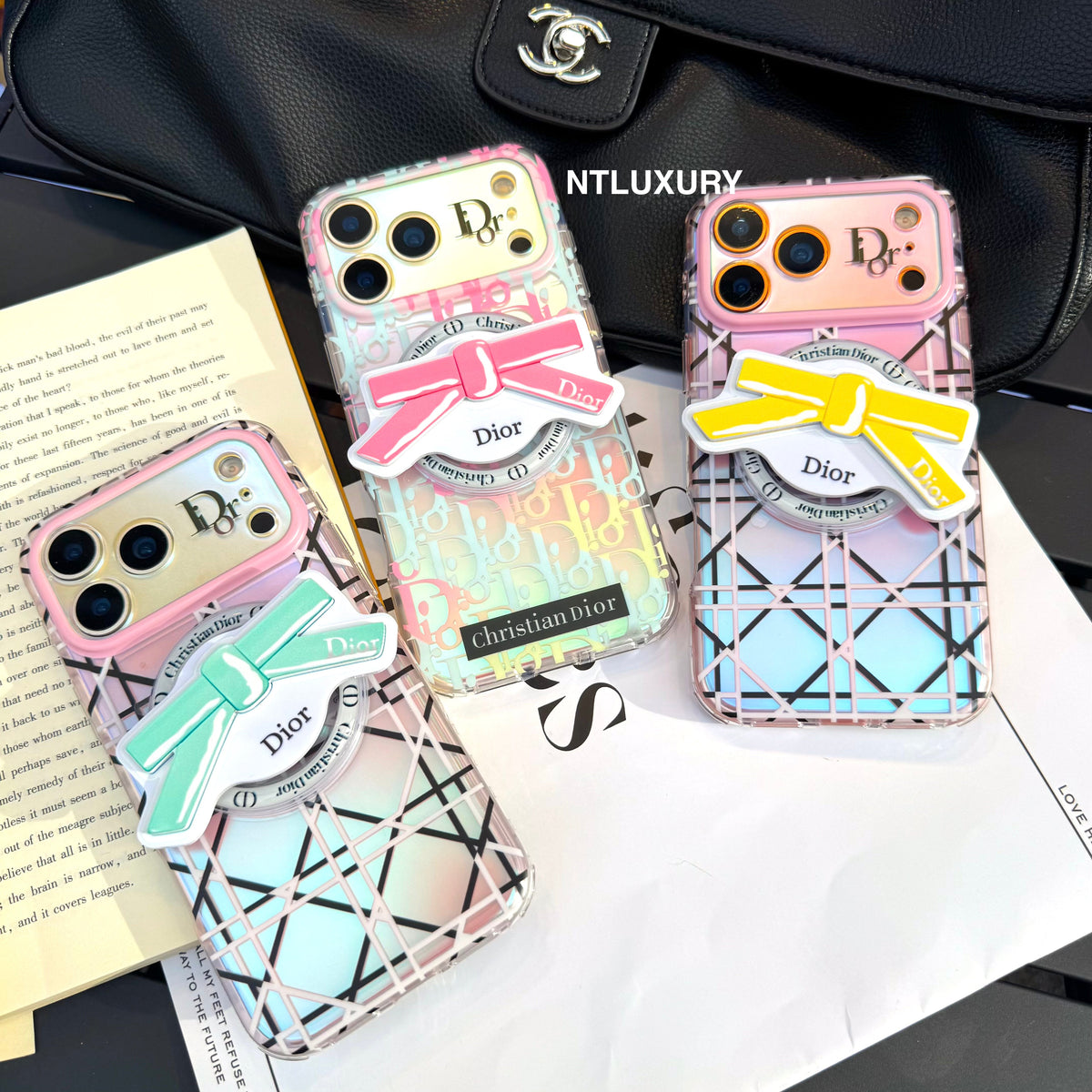 Chameleon Dove Magsafe Phone Case with Bow Knot Holder