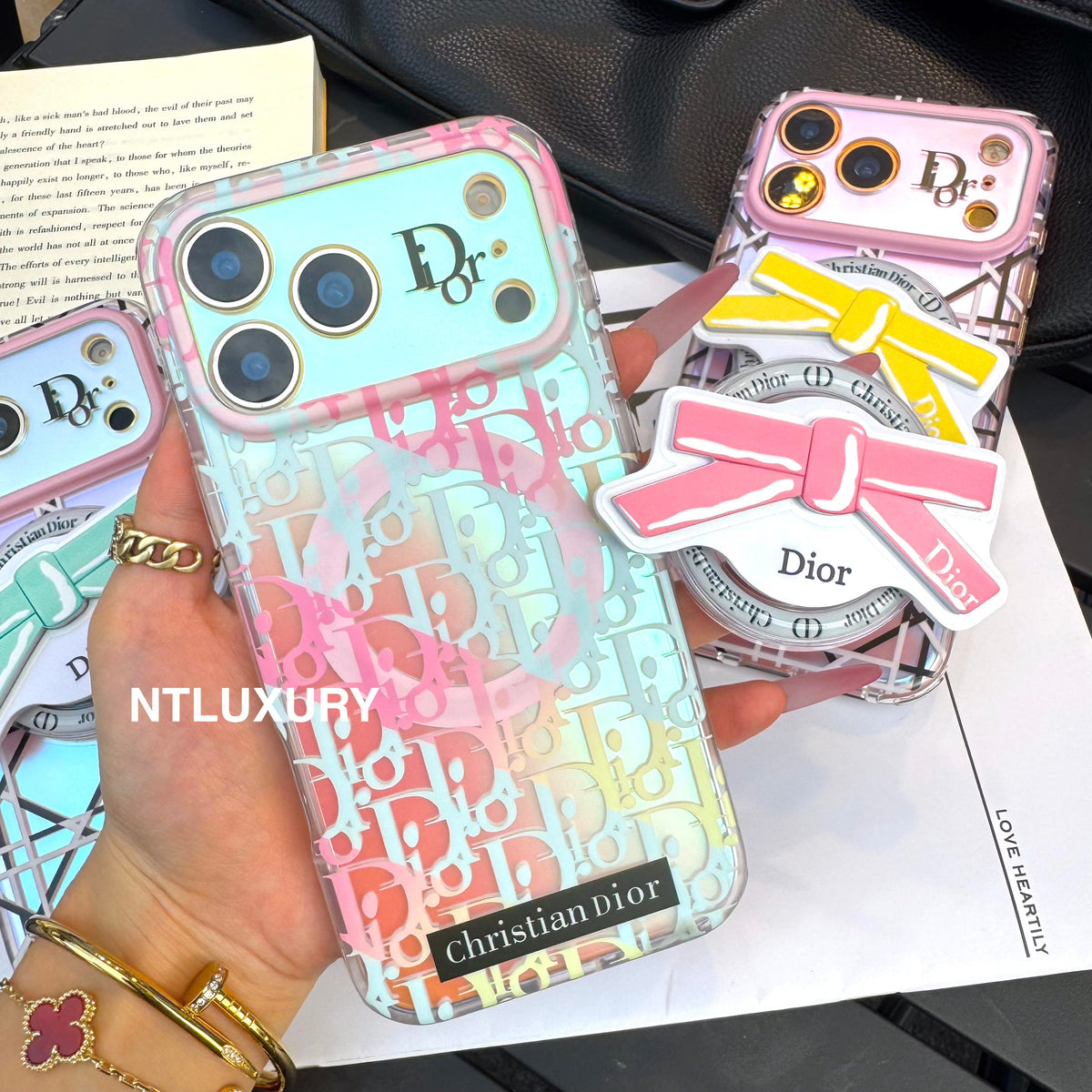 Chameleon Dove Magsafe Phone Case with Bow Knot Holder