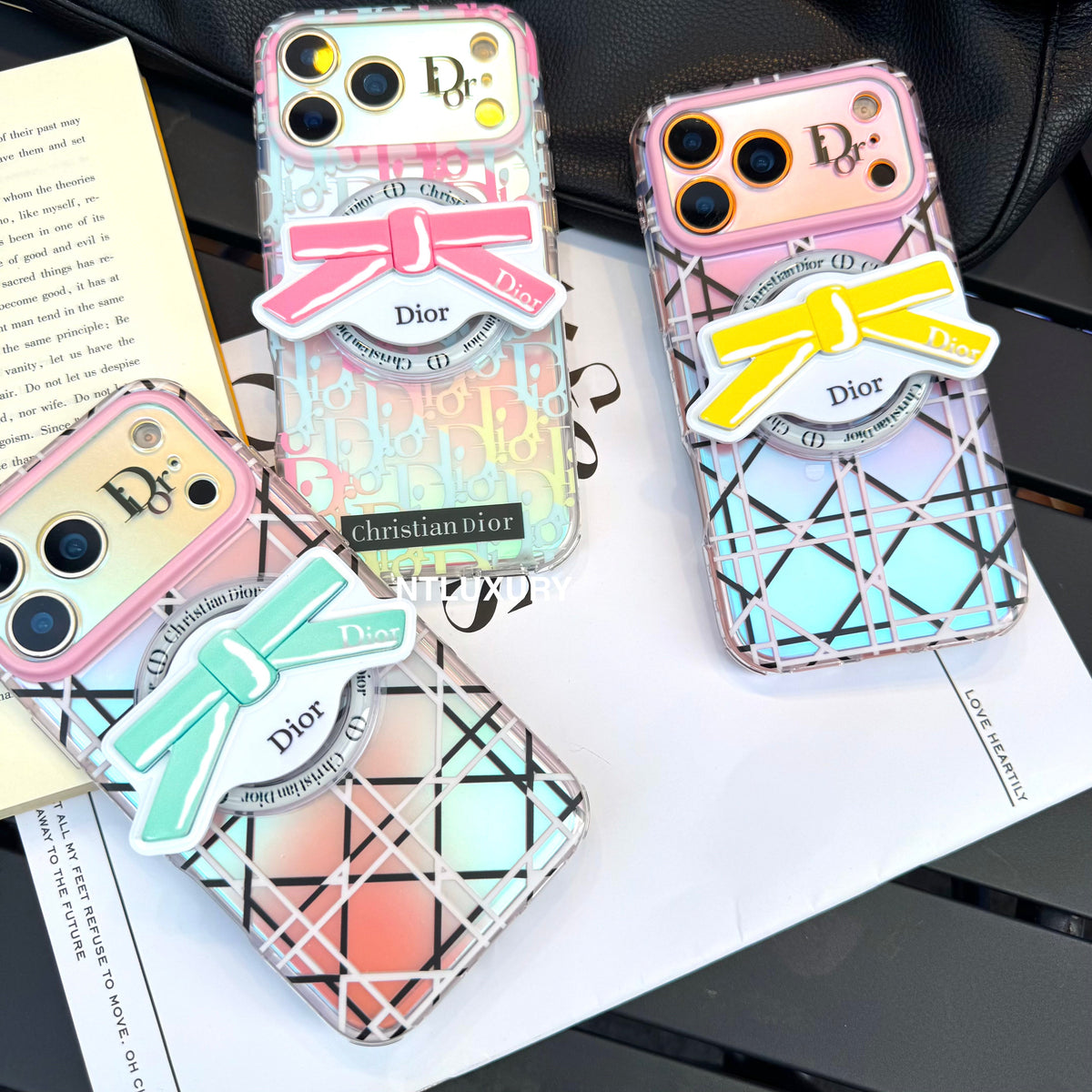 Chameleon Dove Magsafe Phone Case with Bow Knot Holder
