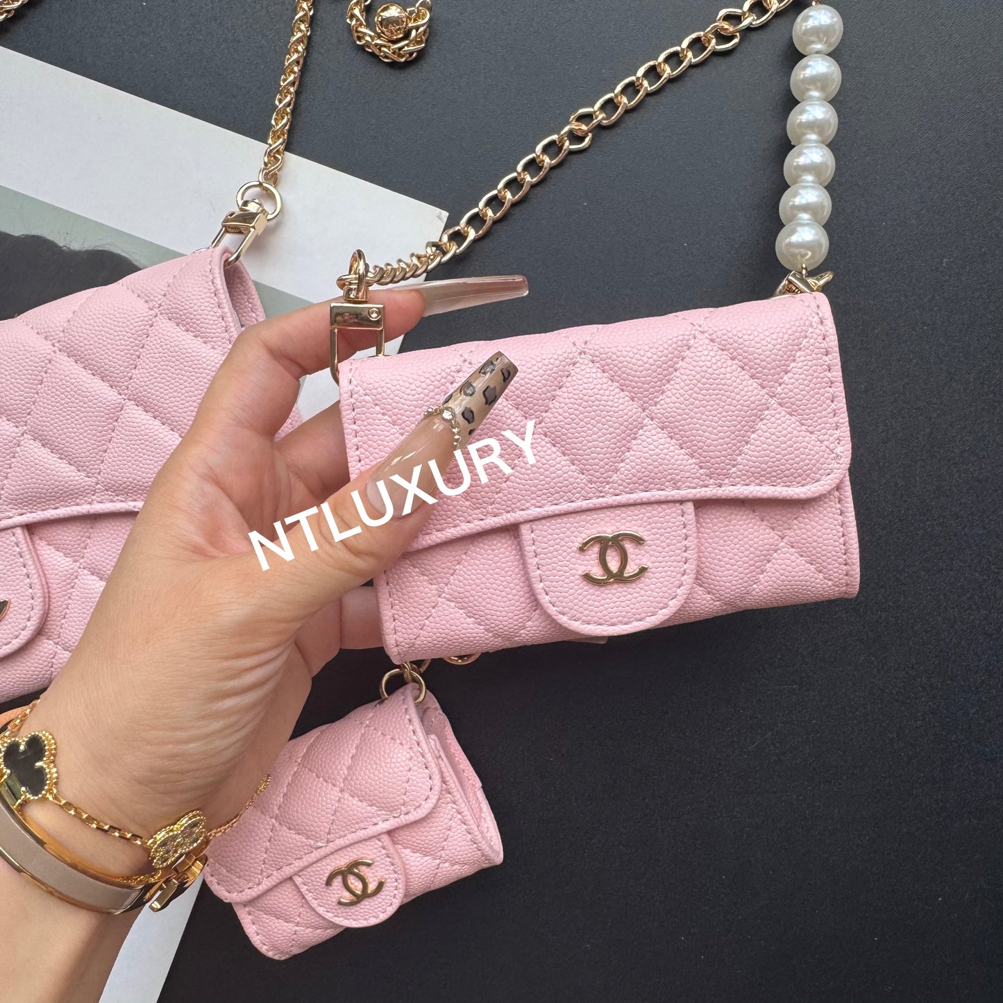 Coco Fine Wallet 3 Set (Litchi Pink)