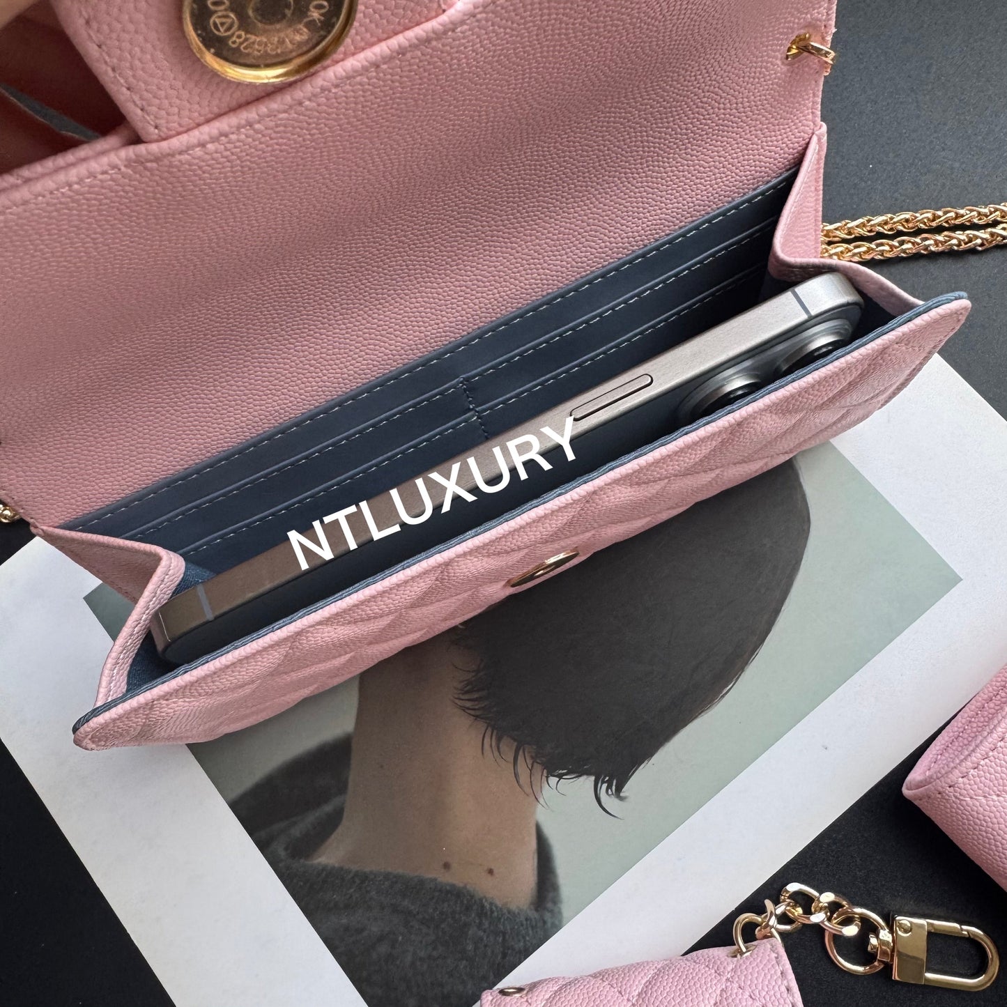 Coco Fine Wallet 3 Set (Litchi Pink)