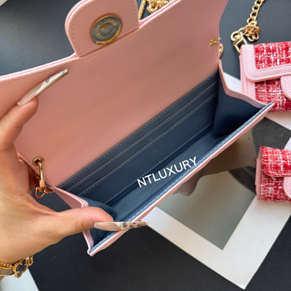 Set de 3 carteras finas Coco (rosa parche)