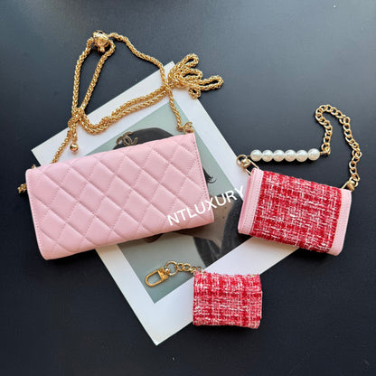 Set de 3 carteras finas Coco (rosa parche)