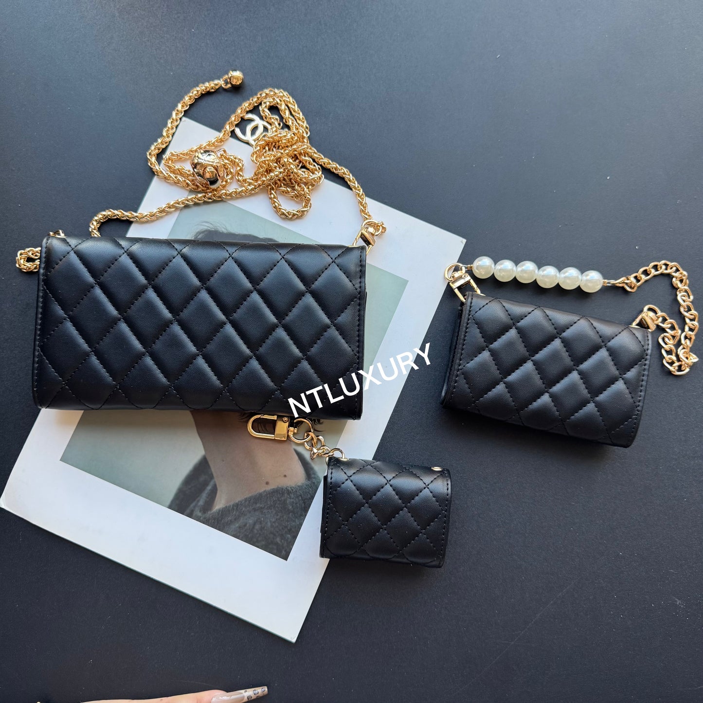Coco Fine Wallet 3 Set (Black)
