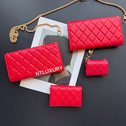 Set de 4 billeteras finas Coco (Rojo)