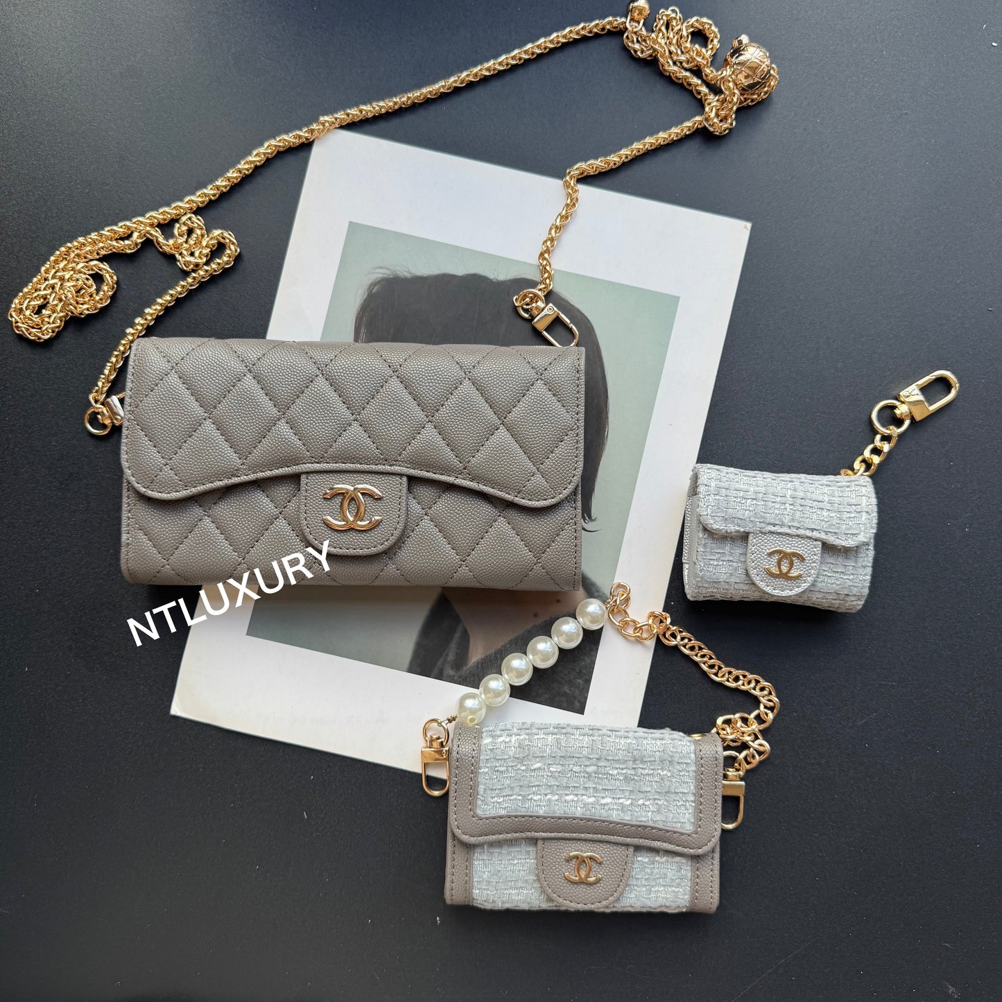 Coco Fine Wallet 3 Set (Grey Patch)