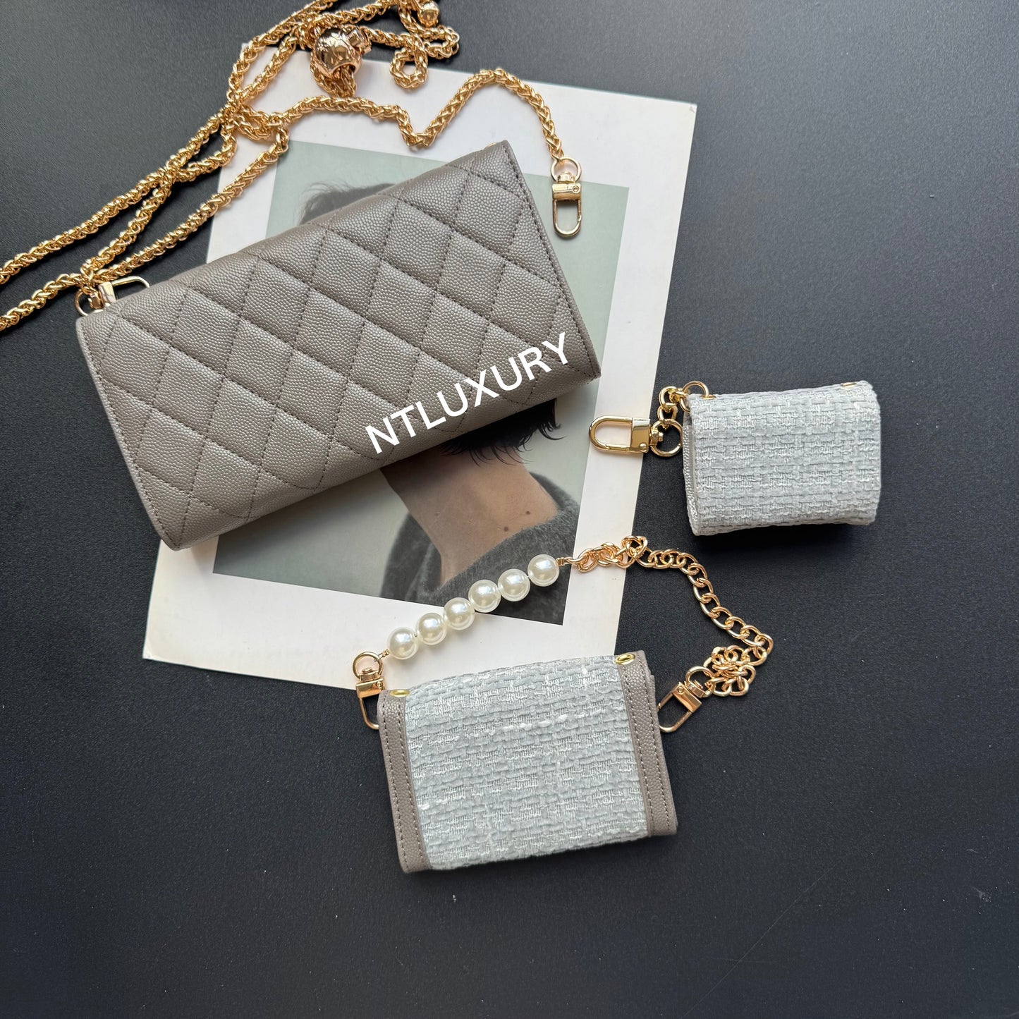 Coco Fine Wallet 3 Set (Grey Patch)