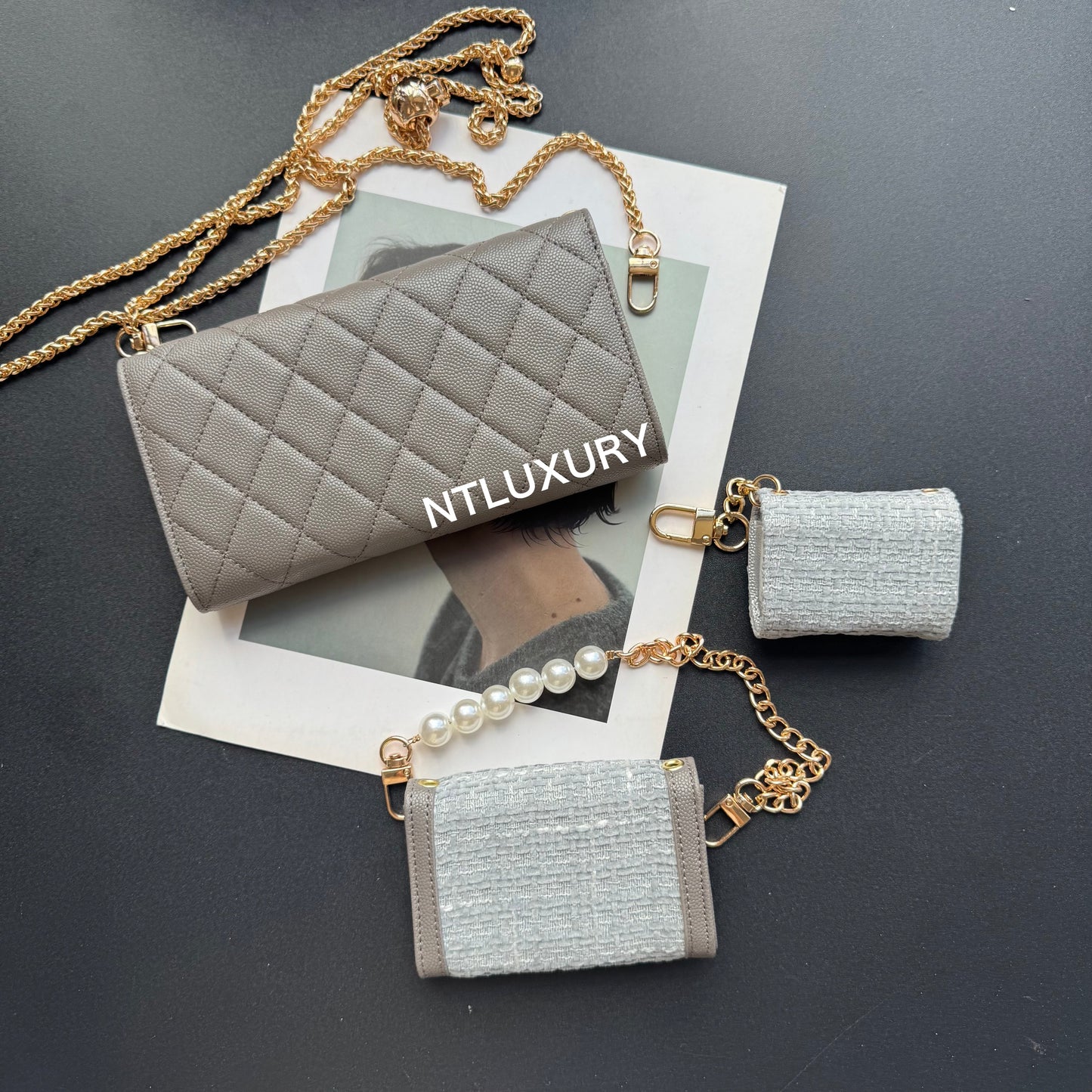 Coco Fine Wallet 3 Set (Grey Patch)