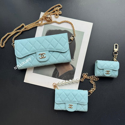 Set di 3 portafogli Coco Fine (Azzurro baby)