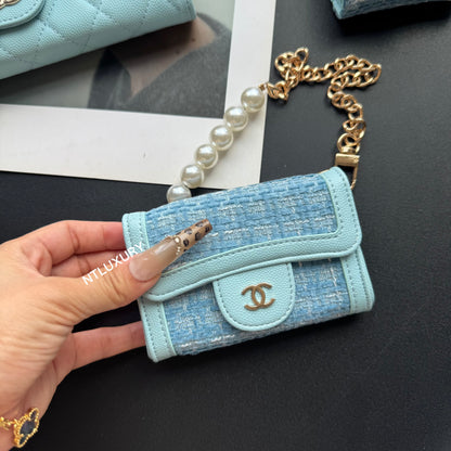 Set de 3 carteras finas Coco (parche azul bebé)