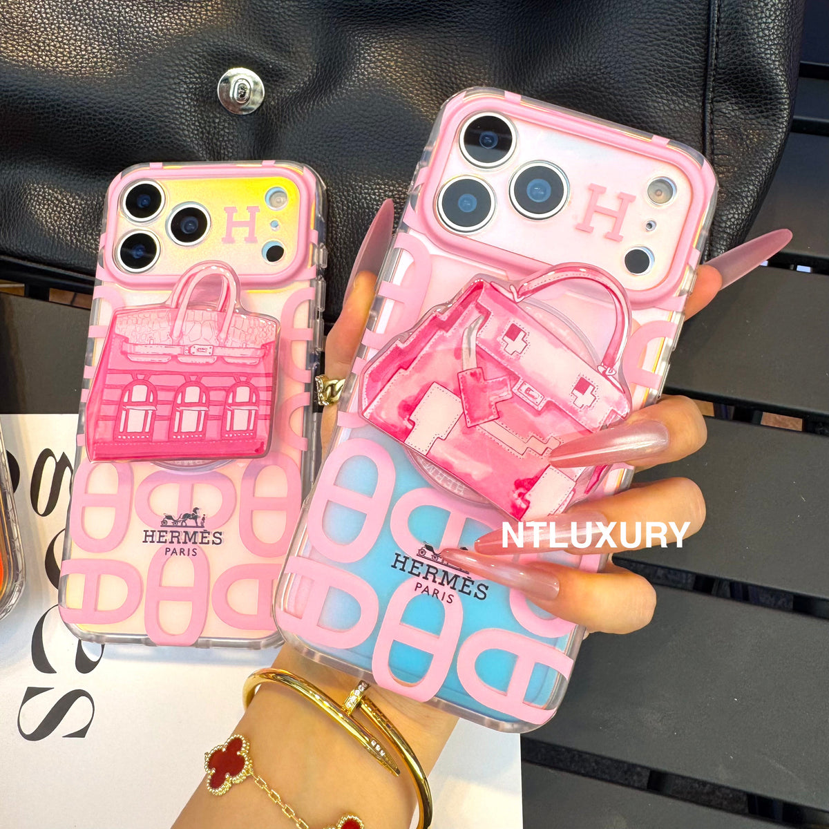 Chameleon Horse Magsafe Phone Case with Doll Bag Holder
