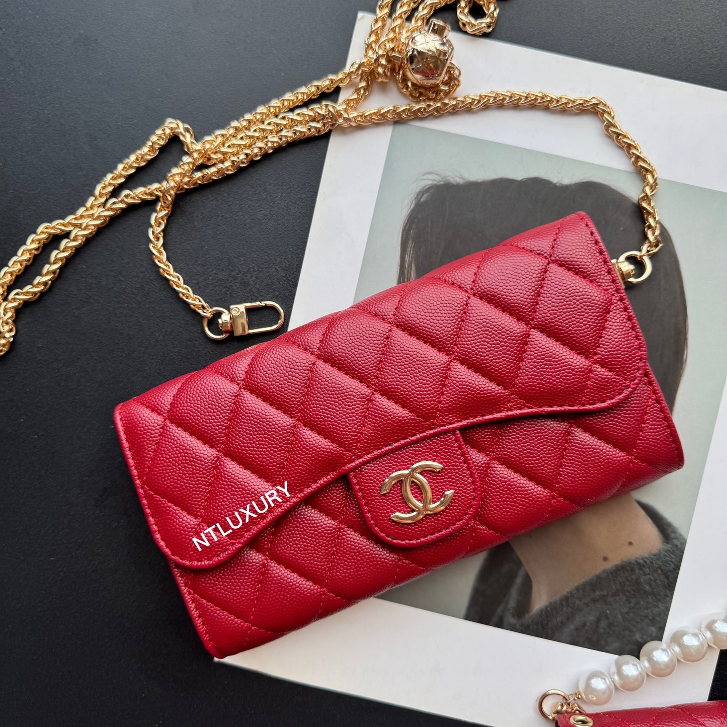 Coco Fine Wallet 3 Set (Dark Red Patch)