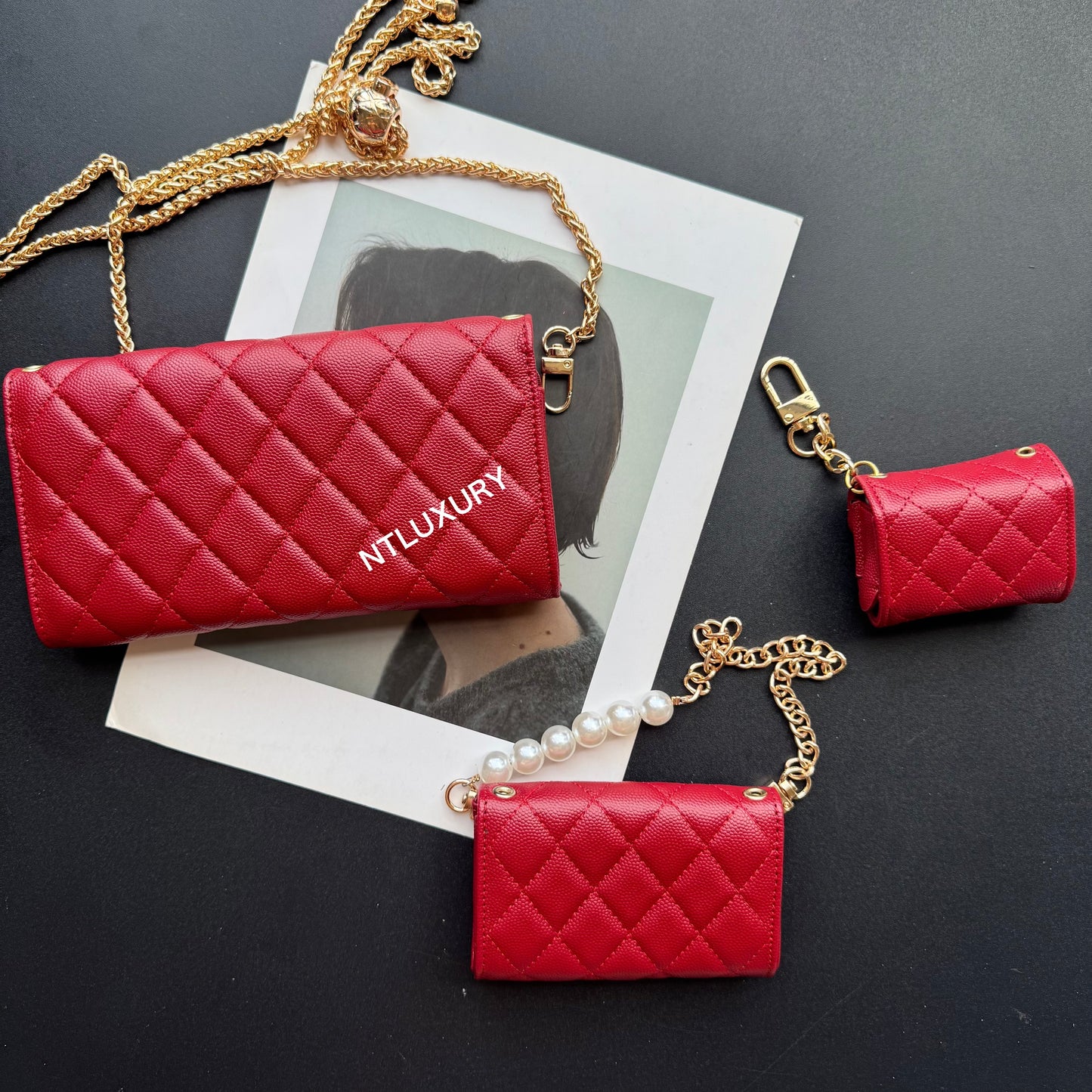 Coco Fine Wallet 3 Set (Dark Red)