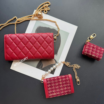 Set di 3 portafogli Coco Fine (patch rosso scuro)