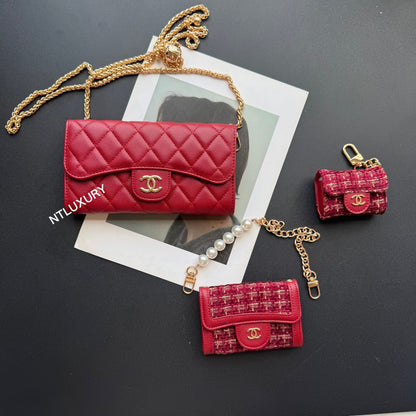 Set di 3 portafogli Coco Fine (patch rosso scuro)