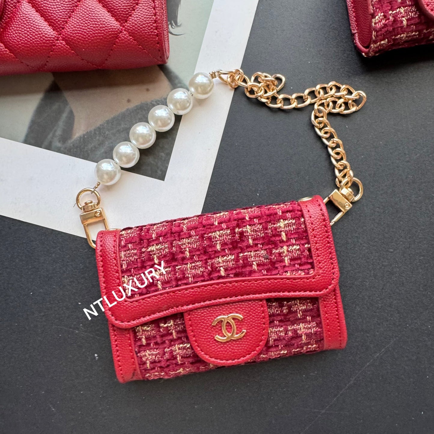 Coco Fine Wallet 3 Set (Dark Red Patch)
