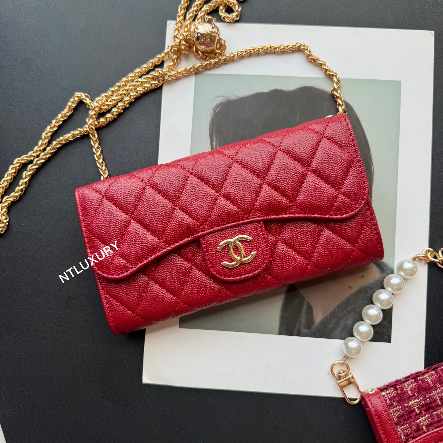 Coco Fine Wallet 3 Set (Dark Red Patch)