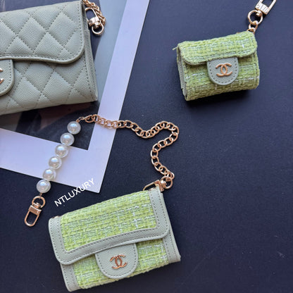 Set de 3 billeteras finas Coco (parche verde)