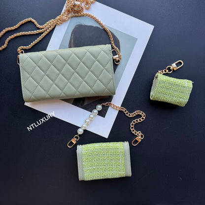 Set de 3 billeteras finas Coco (parche verde)