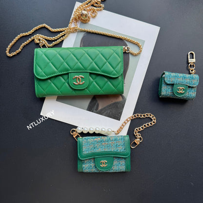 Set di 3 portafogli Coco Fine (patch verde)