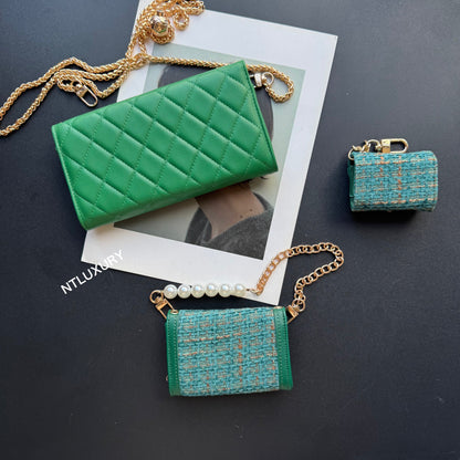 Set di 3 portafogli Coco Fine (patch verde)