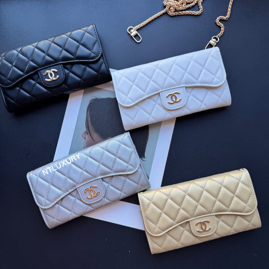 Coco Fine Large Wallet with Chain (Glossy 8 Color)