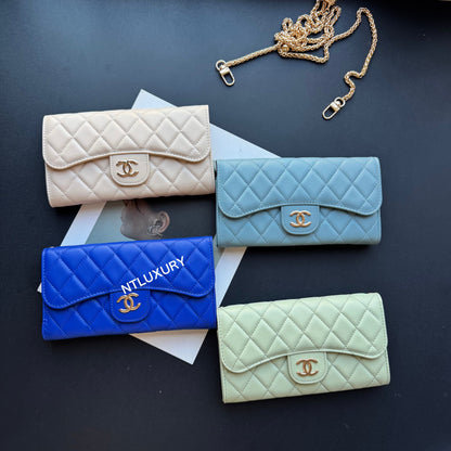 Coco Fine Large Wallet with Chain (Glossy 8 Color)