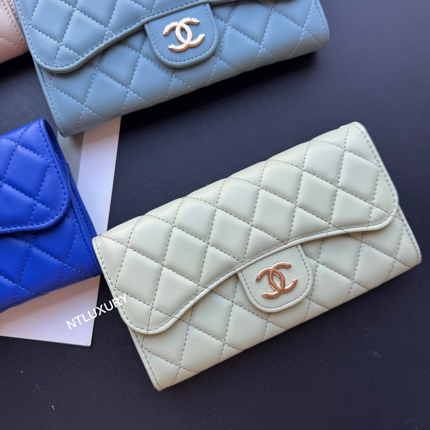 Coco Fine Large Wallet with Chain (Glossy 8 Color)